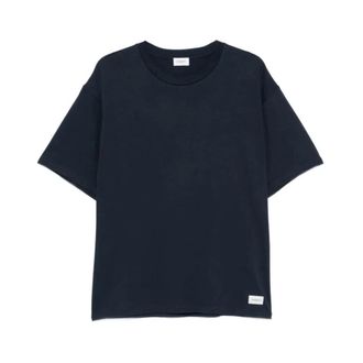 Saint Laurent Katoenen T-shirt met ronde hals - Heren - Tops - Blauw - Maat: XL Katoen