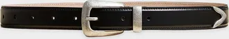 Khaite Benny Silvertone Buckle Leather Belt