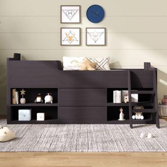 Aka Cabin Bed Mid Sleeper Bed Frame Storage Black | Size: Single