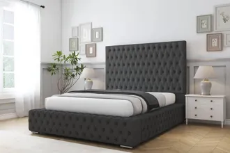 Comfort Beds Ambassador Dumfries Bed Frame With Mattress-50 Upholstered in Dark Grey | Size: Double