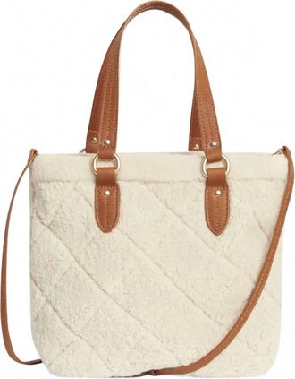 Vanessa Bruno Womens Cabas Quilted Shearling Tote Bag In Ecru