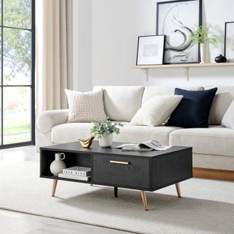 Furniturebox Ivala Black & Copper Effect Storage Coffee Table