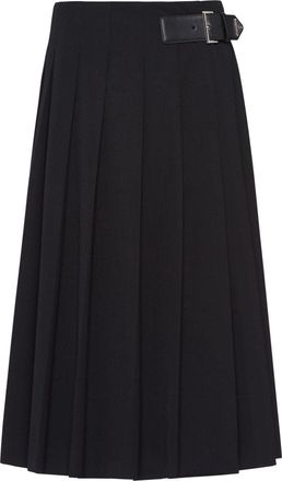 Prada pleated gabardine miniskirt - women - Wool - 40 - Black