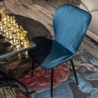 San Marco Set 4 sedie in velluto Margot Blu