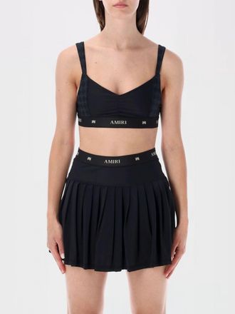 Amiri Top sportivo cropped in tessuto tecnico stretch con scollo a V e logo