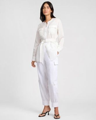 Onia Linen Utility Shirt in White at Nordstrom, Size X-Small