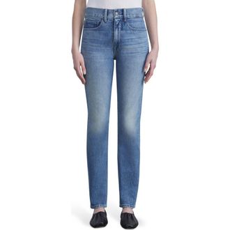 Lafayette 148 New York Reeve High Waist Straight Ankle Jeans in Faded Skyline at Nordstrom, Size 25