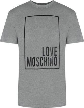 Love Moschino Heren Box Logo T-shirt (Grijs)