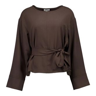Zenggi Zenggi - Japanese Crepe Longsleeve Top - Dames - Blouses & Shirts - Bruin - Maat: S Poliester
