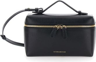 Victoria Beckham Vanity Black Crossbody Bag With Adjustable Strap And Logo Lettering On The Front In Leather Woman
