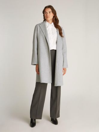 Tommy Hilfiger Kurzmantel TOMMY HILFIGER REG DF WOOL BELTED COAT, Damen, Gr. 46, grau (light grau), Stoff, Obermaterial: 60% Wolle, 40% Polyester, meliert, regular f