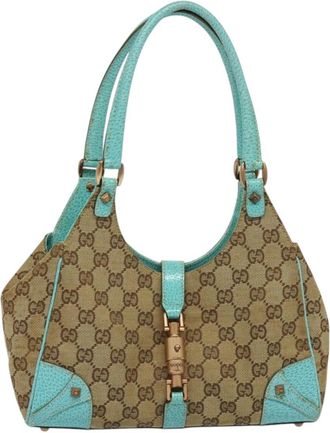 Gucci Jackie Beige Canvas Shoulder Bag (Pre-Owned)