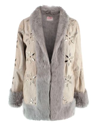 Matthew Williamson Vintage Fur Lined Embellished Penny Lane Coat Size XS