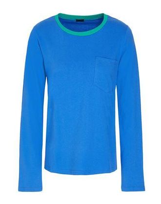 8 by YOOX ORGANIC COTTON JERSEY L/SLEEVE T-SHIRT W/ CONTRAST NECK TRIM