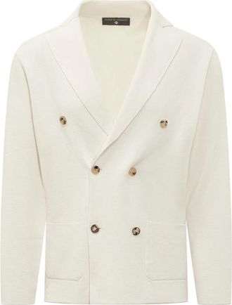 FILIPPO DE LAURENTIIS Double Breasted Jacket - Heren - Blazers - Beige - XL - Katoen - Jassen