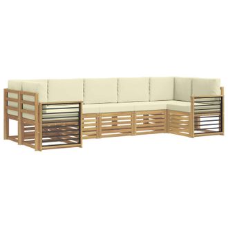 vidaXL Conjunto De Sof&aacute; Seccional 7 Pcs Blanco Y Crema Poli&eacute;ster Vidaxl