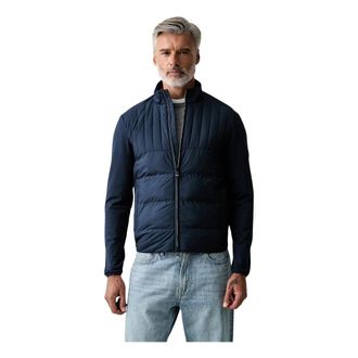 Hackett Quilted Hybrid Full Zip Sweat - Heren - Winterjassen - Blauw - M - Leer - Jassen