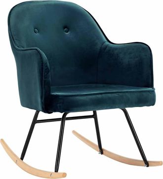 vidaXL Silla Mecedora De Terciopelo Azul Vidaxl