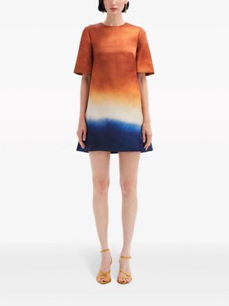 Oscar De La Renta Abstract Ombr&eacute; Shift Dress In Canyon/navy