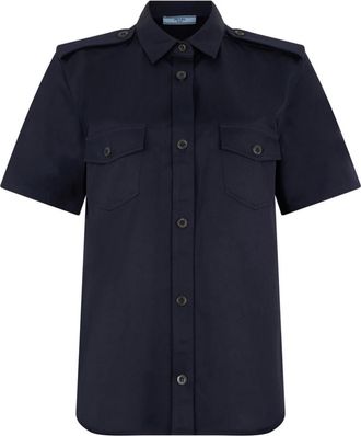 Prada Shirts, female, Blue, Size: XS Short-sleeved Chino Shirt