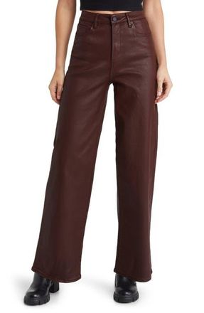 Blank NYC The Franklin Rib Cage Coated Denim Flare Pants in Coffee Talk at Nordstrom, Size 27