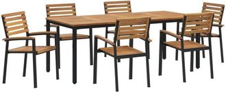vidaXL vidaXL Garden Dining Set 7 pcs Black and brown 200 x 90 x 75 cm