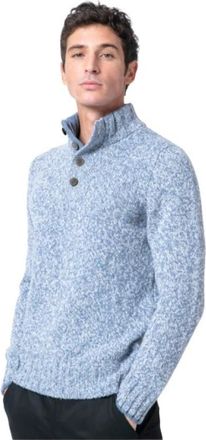 Gran Sasso Cerulean Blue High Neck Funnel Collar Sweater - Heren - Ronde hals truien - Blauw - M - Wol - Truien & Vesten
