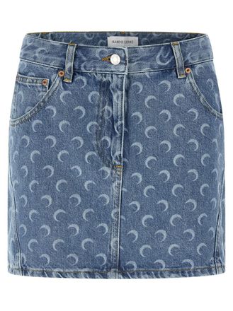 Marine Serre Light Blue Moon Print Mini Skirt