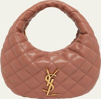 Saint Laurent Icarino Baby YSL Quilted Leather Hobo Bag