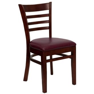 Flash Furniture Ladder Back Mahogany Wood Restaurant Chair - Burdy Vinyl Seat