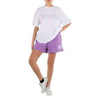 Rotate Rhinestone Logo Aster Cotton T-Shirt, Size X-Small