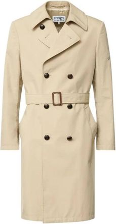 Maison Margiela Double-Breasted Trenchcoat - Heren - Trenchcoats - Beige - M - Katoen - Jassen