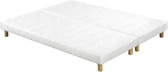 Miliboo Set De 2 Somieres Tapizados En Blanco Con Patas De Madera 80 &times; 200 Cm Jami