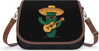 Generic Mexico Cactus Playing Guitar Fashion Womens Crossbody Bags Novelty Handbag Shoulder Bag Purse