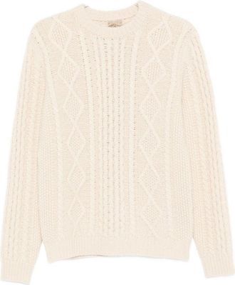 Rakkì Ivory Cable Knit Sweater With Crew Neck