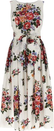 Dolce & Gabbana White Cotton Midi Womens Dress