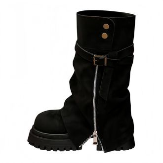 Generic Womens Elegant Cowboy Ankle Boots with Heel Suede Comfortable Autumn Winter Boots, 2 Black, 7 UK