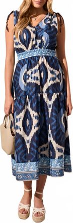 Tribal Printed Shoulder Ties Dress In Nautical