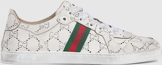 Gucci Mens Stretch Low-top Sneaker, White, Leather