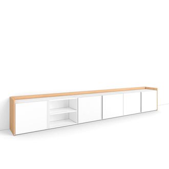 Skraut Home Mueble tv efecto madera blanco y roble 309x35x50cm