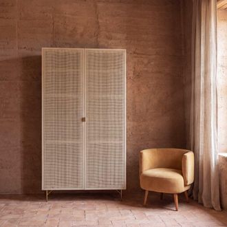 Maisons du monde Armario de rat&aacute;n trenzado con 2 puertas 105 cm