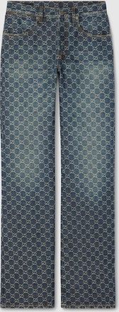 Gucci GG Cotton Denim Jacquard Pants, Blue, Ready-to-wear