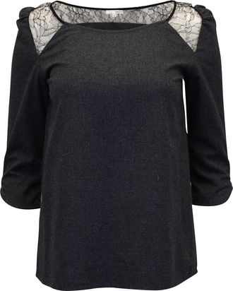 BA&SH Ba & Sh Lace-Trim Top in Grey Polyester