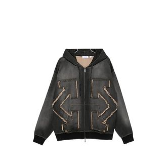Off-white Arrows-patchwork Zip-up Hoodie