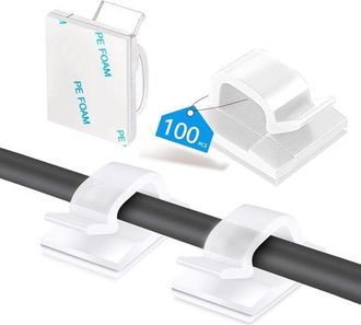 No Brand 100 Piezas De Sujetacables, Autoadhesivos, Clips Para Cables, Escritorio, Grandes, Abrazaderas Para Cables, Fijaci&oacute;n De Cables, Gu&iacute;a De Cables, Organi