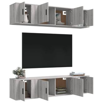 Berkfield Home Classic 6 Piece TV Cabinet Set Grey Sonoma Engineered Wood