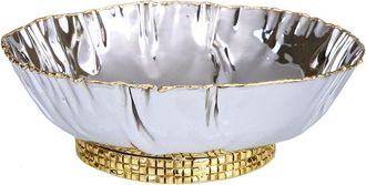 Alice Pazkus Stainless Steel Crumpled Bowl With Mosaic Base