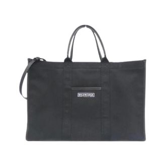 Balenciaga Pre-owned Tote Bags, female, Black, Size: ONE SIZE Pre-owned Hardware Large Tote Canvas Calf Tote Bag