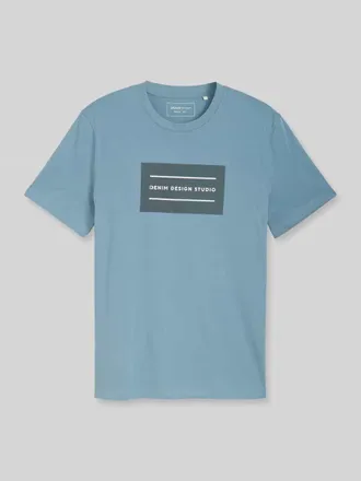 Tom Tailor Denim Regular Fit T-Shirt aus reiner Baumwolle in Jeansblau, Gr&ouml;&szlig;e XXL