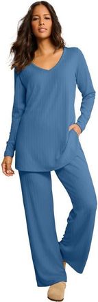 Roaman's Brushed Rib Pant Set in Dusty Indigo at Nordstrom, Size 32